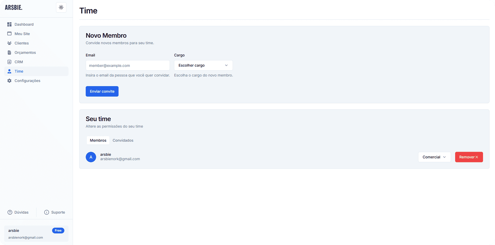 Cadastre sua equipe e gerencie acessos
